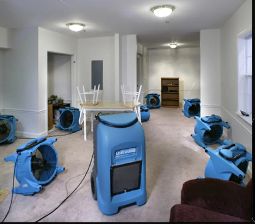 Air movers and dehumidifier setup for Water Extraction & Removal in Bellevue